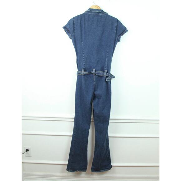 Vintage Small Denim Jumpsuit Y2K Flare Western Retro Festival Stretch Boho - Picture 10 of 15